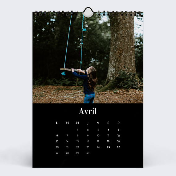 Calendrier famille Photo Mi-Page Noir (13 Photos) Avril