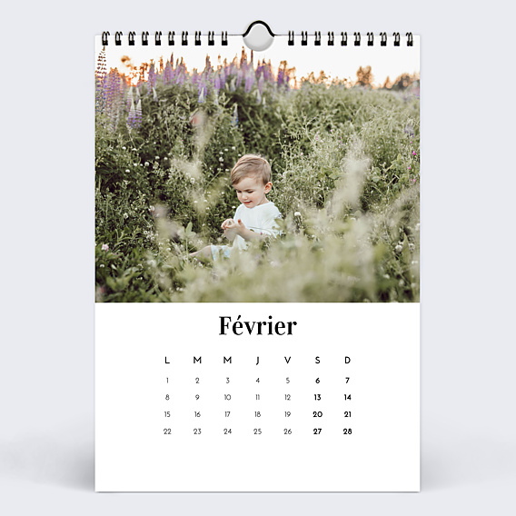 Calendrier famille Photo Mi-Page Blanc (13 Photos)