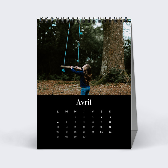 Calendrier famille Photo Mi-Page Noir (13 Photos) Avril