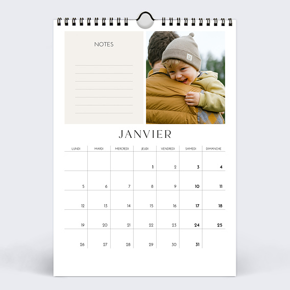 Calendrier famille Editorial Elegant Janvier