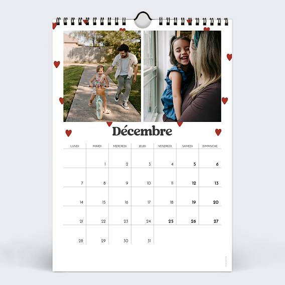 Calendrier famille Calendrier Cœurs Décembre