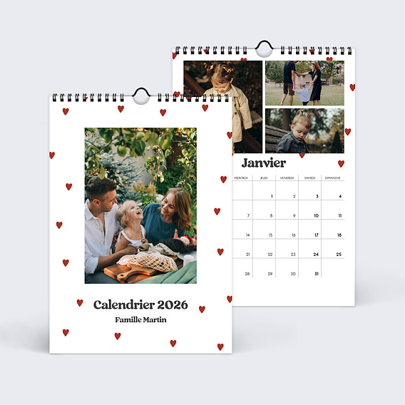 Calendrier famille Calendrier Cœurs Recto