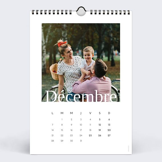 Calendrier famille Typographie Bâton (19 Photos)  Décembre