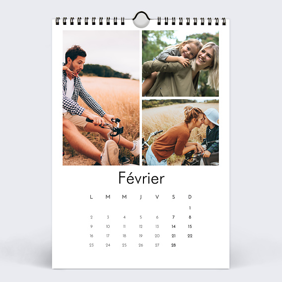 Calendrier famille Multiphotos Blanc (26 Photos) Février