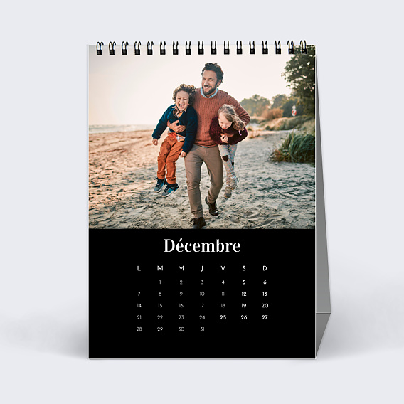 Calendrier famille Photo Mi-Page Noir (13 Photos) Décembre