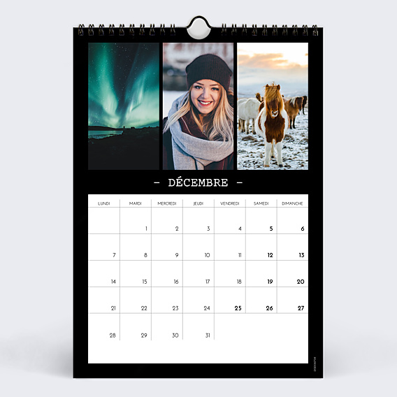 Calendrier famille Polaroid Noir (35 Photos)
