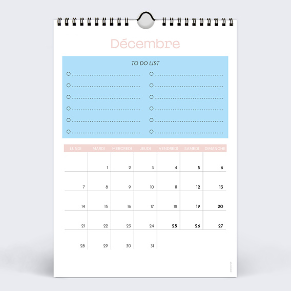 Calendrier famille Color Blocks Décembre