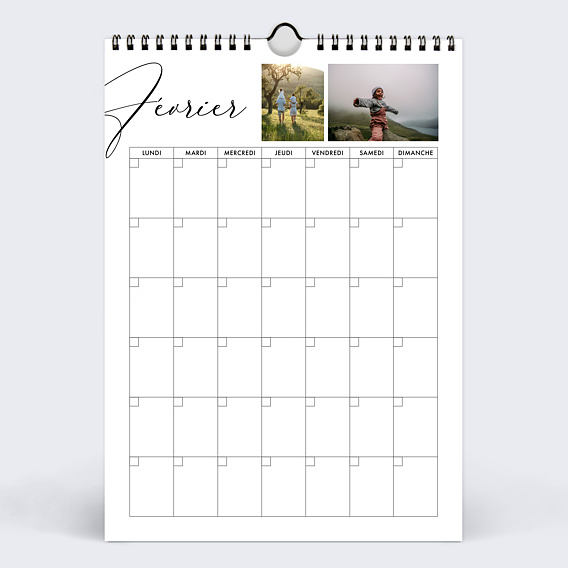 Calendrier famille Organiseur perpétuel basique Février