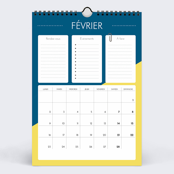 Calendrier famille Monthly planner Février