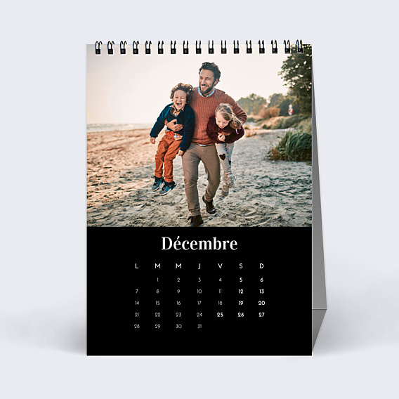 Calendrier famille Photo Mi-Page Noir (13 Photos)