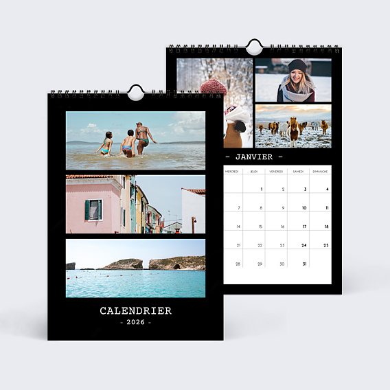 Calendrier famille Polaroid Noir (35 Photos)