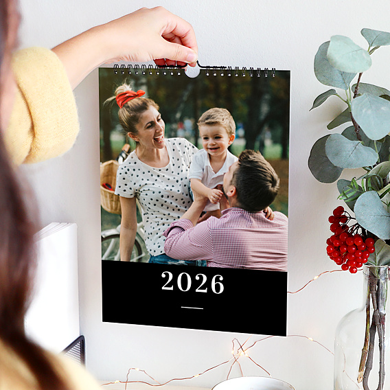 Calendrier famille Photo Mi-Page Noir (13 Photos)