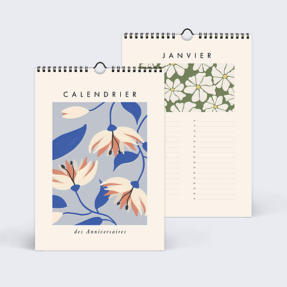 Calendrier famille Fleurs Vintage