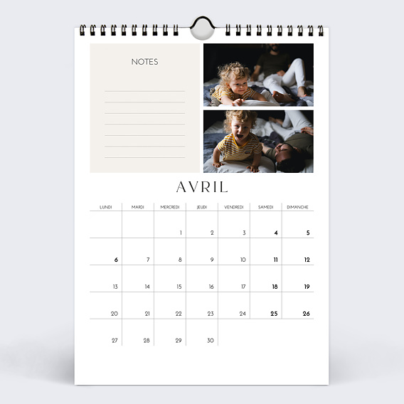 Calendrier famille Editorial Elegant Avril