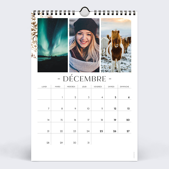Calendrier famille Fleurs aquarelle Décembre