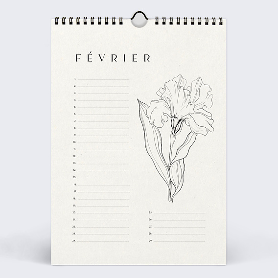 Calendrier famille Fleurs Minimalistes Février