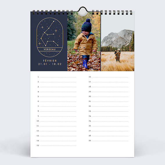 Calendrier famille Perpétuel Astrologie Février