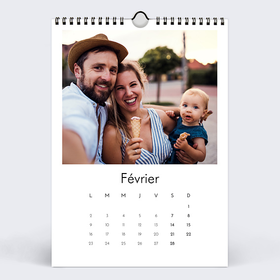 Calendrier famille Photo Simple Blanc (13 Photos) Février