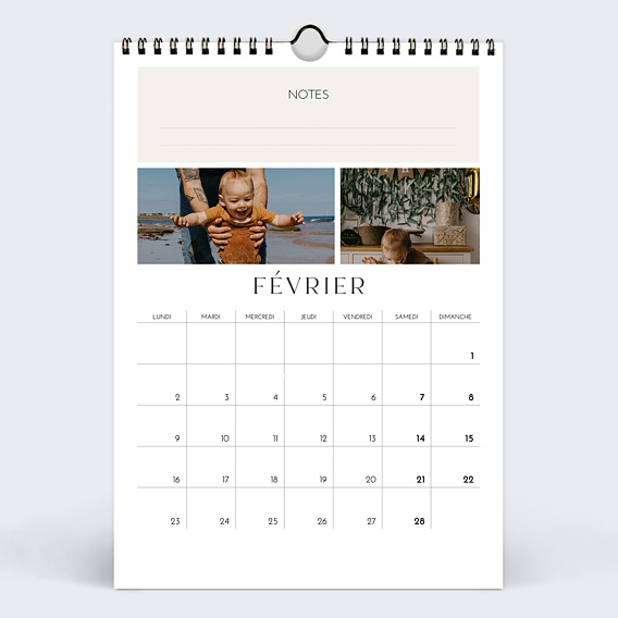 Calendrier famille Photos Rectangles Février