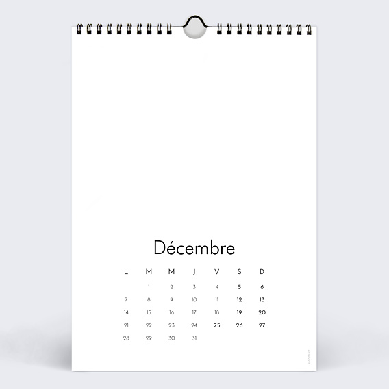 Calendrier famille Modèle 100% personnalisable Décembre