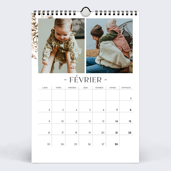 Calendrier famille Fleurs aquarelle Février