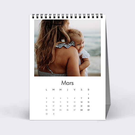 Calendrier famille Photo Simple Blanc (13 Photos) Mars