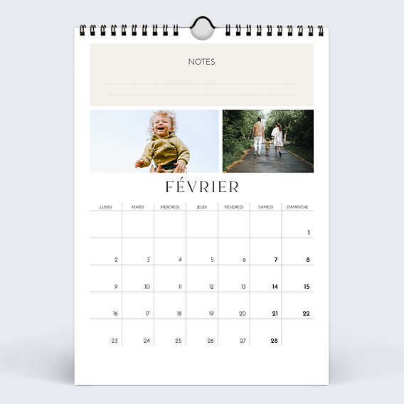 Calendrier famille Editorial Elegant Février
