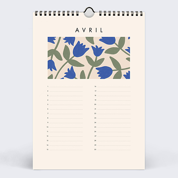 Calendrier famille Fleurs Vintage