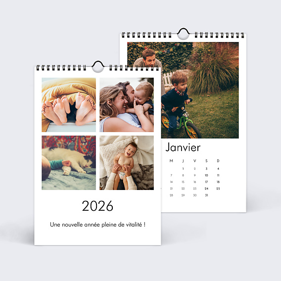 Calendrier famille Multiphotos Blanc (26 Photos)