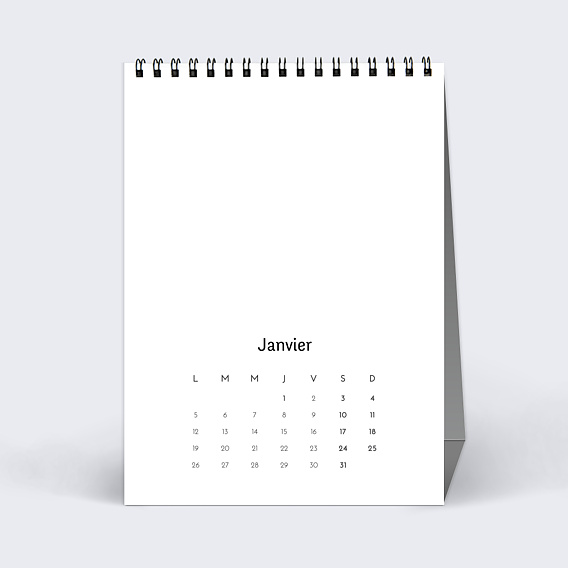 Calendrier professionnel Modèle 100% personnalisable Janvier