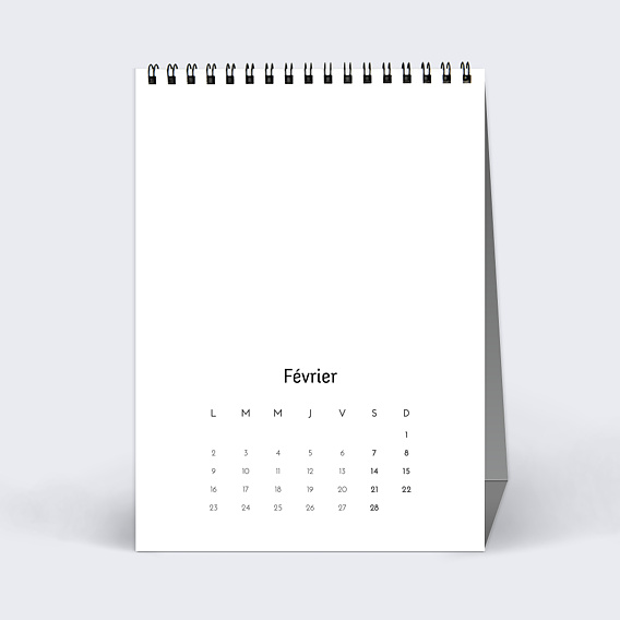 Calendrier professionnel Modèle 100% personnalisable Février