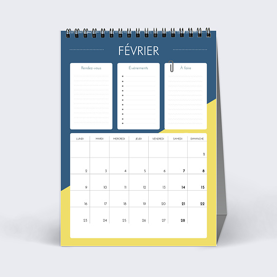 Calendrier professionnel Planning Février