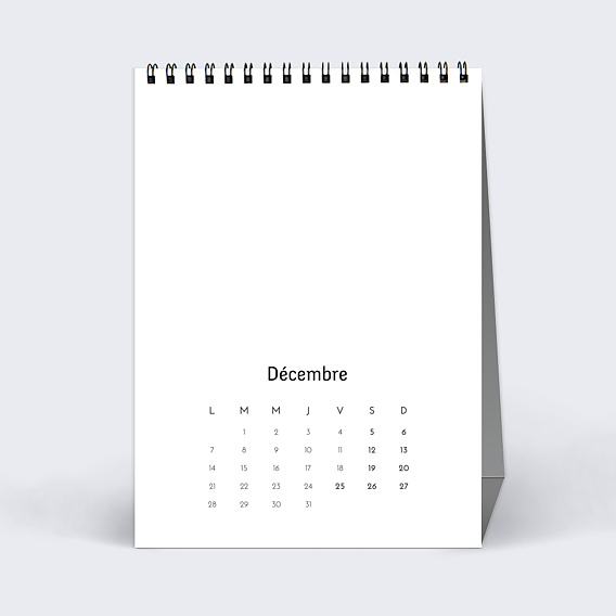 Calendrier professionnel Modèle 100% personnalisable Décembre