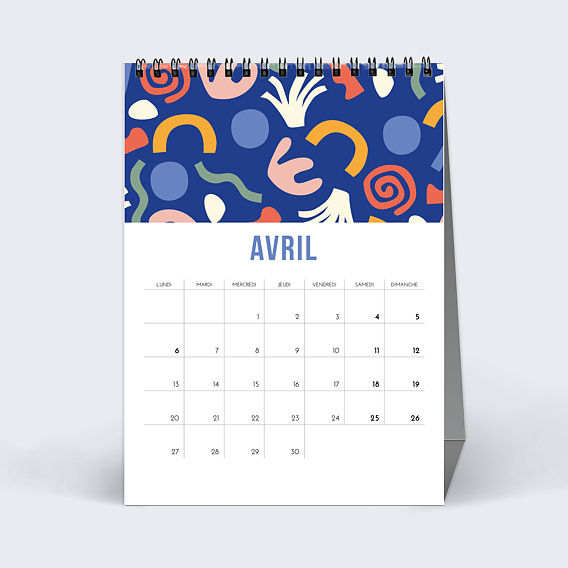 Calendrier famille Bureau Saisonnier Avril