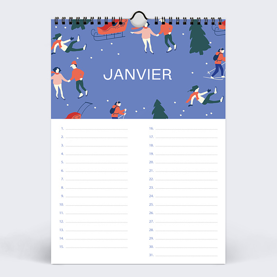 Calendrier famille Anniversaire Perpétuel Janvier