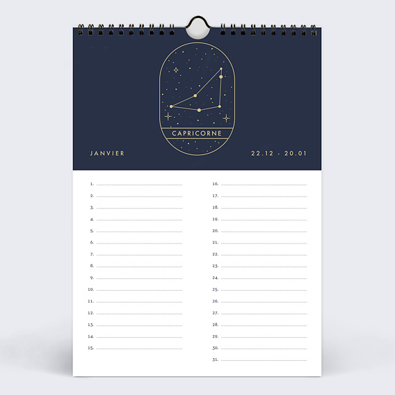 Calendrier famille Astrologie Perpétuel Janvier