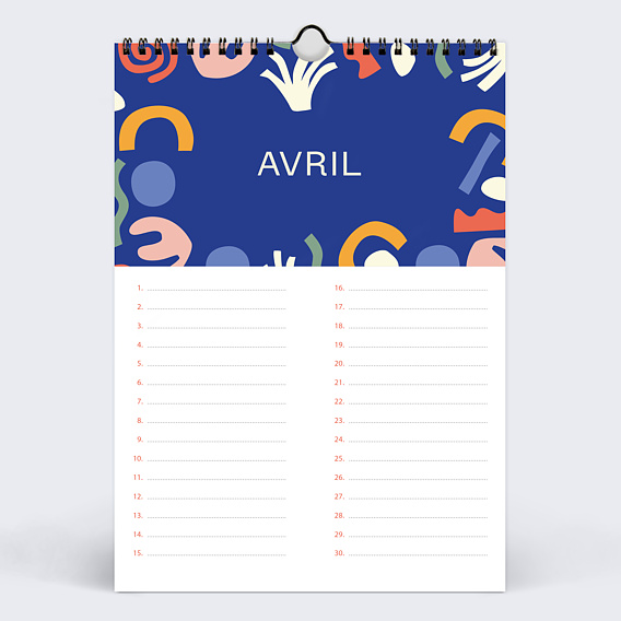 Calendrier famille Anniversaire Perpétuel Avril