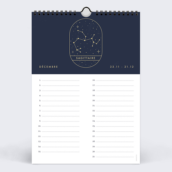 Calendrier famille Astrologie Perpétuel Décembre