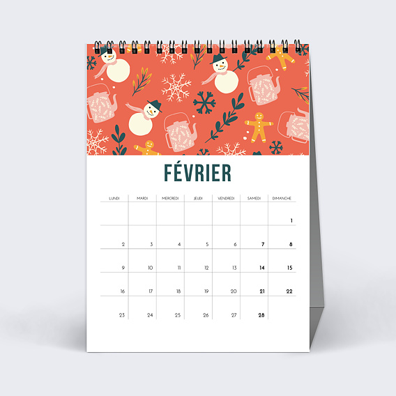 Calendrier famille Bureau Saisonnier Février