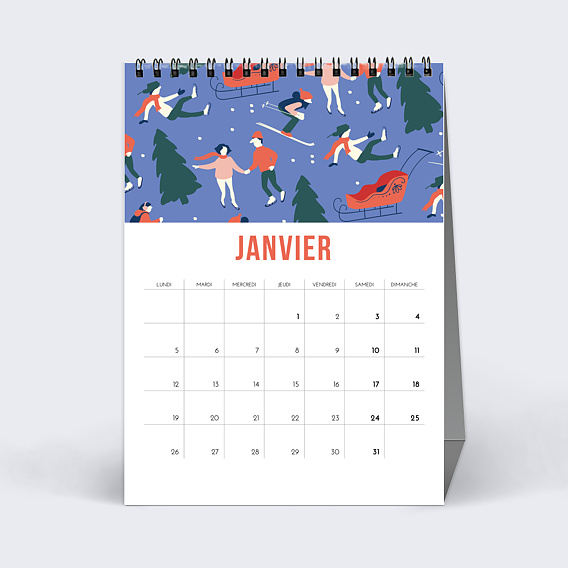 Calendrier famille Bureau Saisonnier Janvier