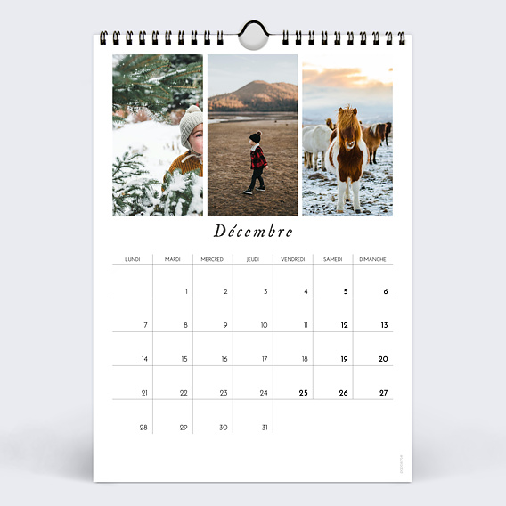 Calendrier famille Cadre Branches Décembre