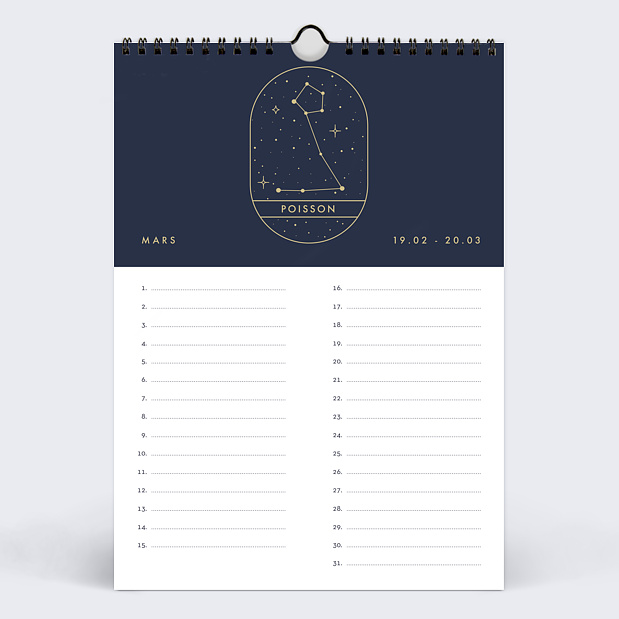 Calendriers Photos Calendrier Astrologie Perpétuel Mars