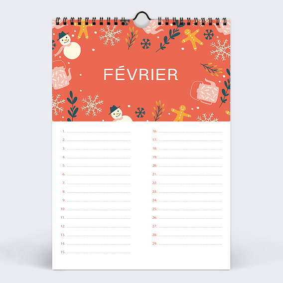 Calendrier famille Anniversaire Perpétuel Février