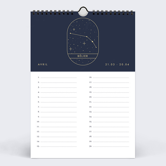 Calendrier famille Astrologie Perpétuel Avril