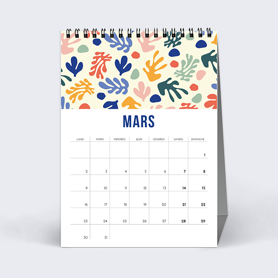 Calendrier famille Bureau Saisonnier Mars