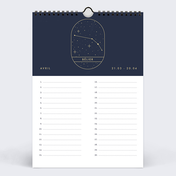 Calendriers Photos Calendrier Astrologie Perpétuel Avril