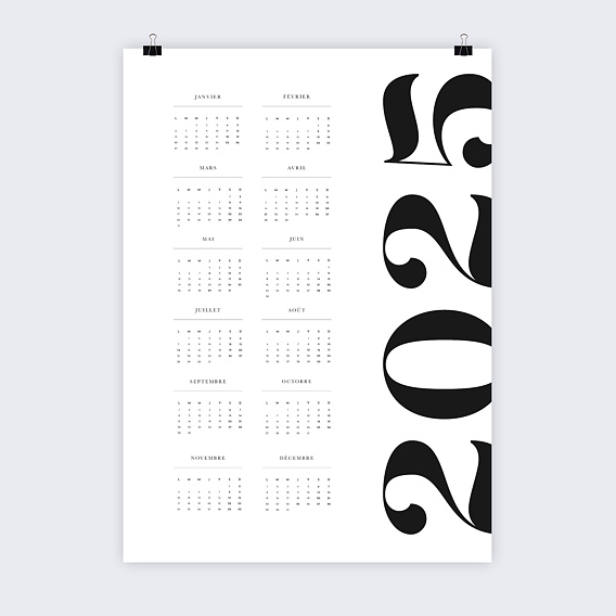 Calendrier professionnel Poster Typographie Original
