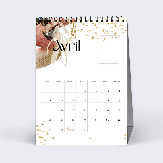 Calendrier professionnel Tâches Aquarelle Avril