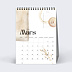 Calendrier professionnel Tâches Aquarelle Mars