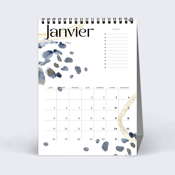 Calendrier professionnel Tâches Aquarelle Janvier